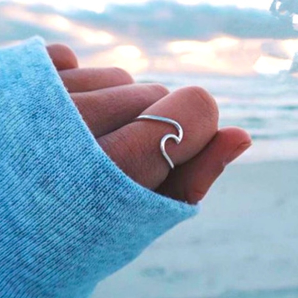 Silver Ocean Wave Ring